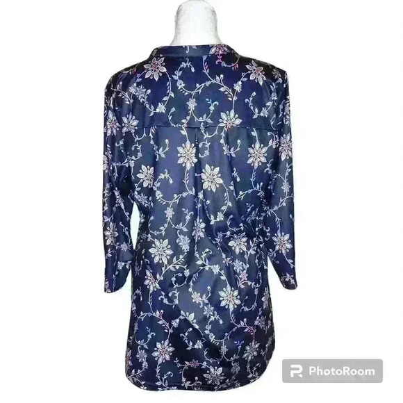 Valolia womens floral button up long sleeve blouse size medium - Picture 2 of 8